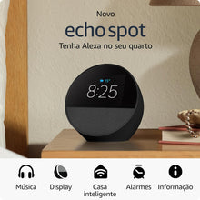 Echo Spot com Alexa (2024) | Despertador inteligente com som vibrante